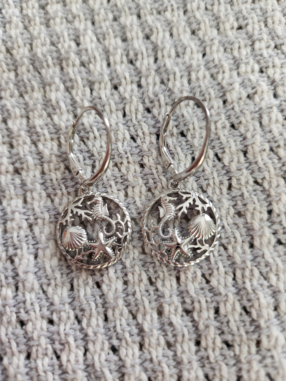Silver Sea Life Drop Earrings - Sterling-Style Beach Charm